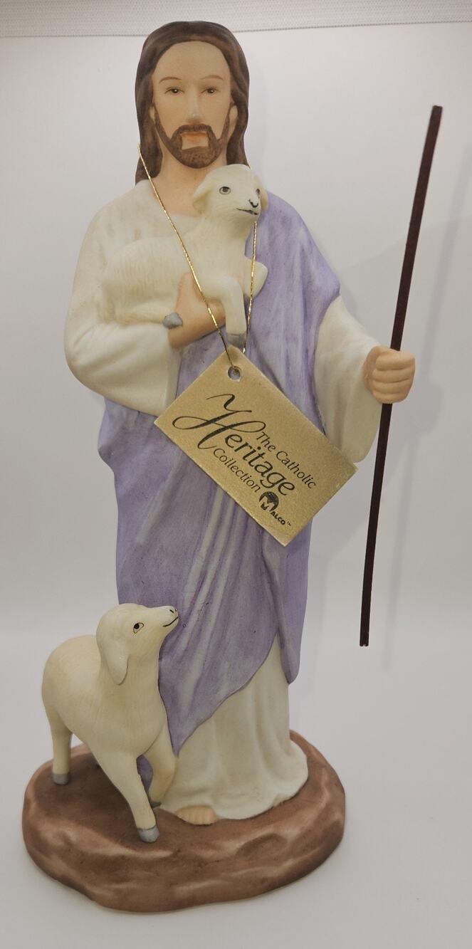Jesus Figurine Statue With Sheep 9 In Tall